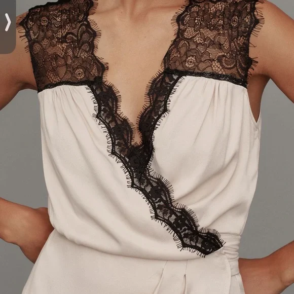 Anthropologie Cream and Black Lace Midi Dress - Picture 3 of 6